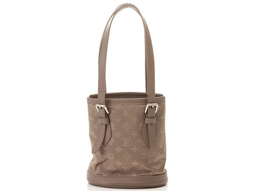 Louis Vuitton Bucket Mono Satin Taupe Gray